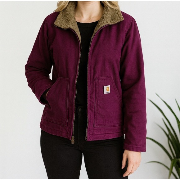 Carhartt Jackets & Blazers - Carhartt For Women Sherpa Lined Canvas Jacket Plum Purple Workwear Size XS‎